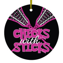 Chicks with Sticks Ceramic Ornament
