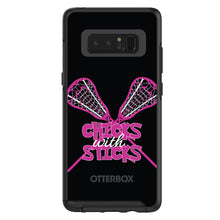 DistinctInk™ OtterBox Symmetry Series Case for Apple iPhone / Samsung Galaxy / Google Pixel - Hot Pink Lacrosse - Chicks with Sticks
