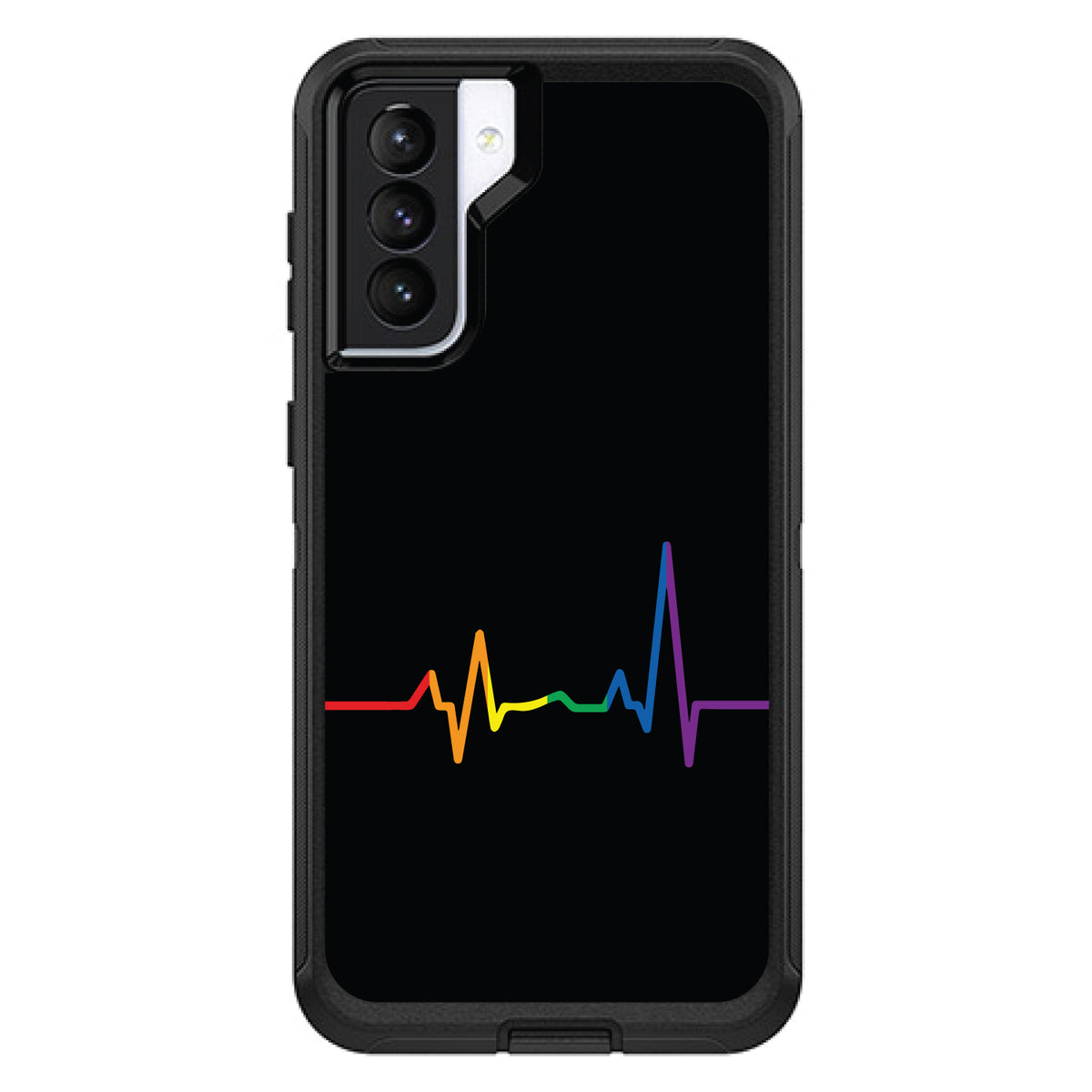 Rainbow Pulse Heart Beat OtterBox Defender Case for iPhone & Galaxy, view 6