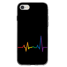 DistinctInk® Clear Shockproof Hybrid Case for Apple iPhone / Samsung Galaxy / Google Pixel - Rainbow Pulse Heart Beat