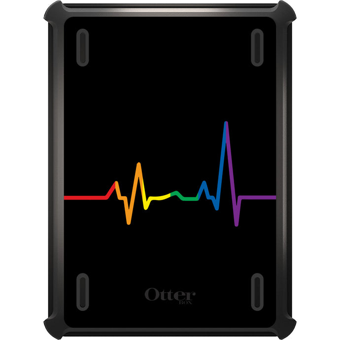 DistinctInk™ OtterBox Defender Series Case for Apple iPad / iPad Pro / iPad Air / iPad Mini - Rainbow Pulse Heart Beat