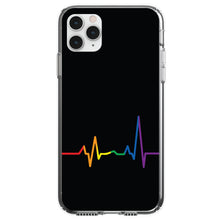 DistinctInk® Clear Shockproof Hybrid Case for Apple iPhone / Samsung Galaxy / Google Pixel - Rainbow Pulse Heart Beat