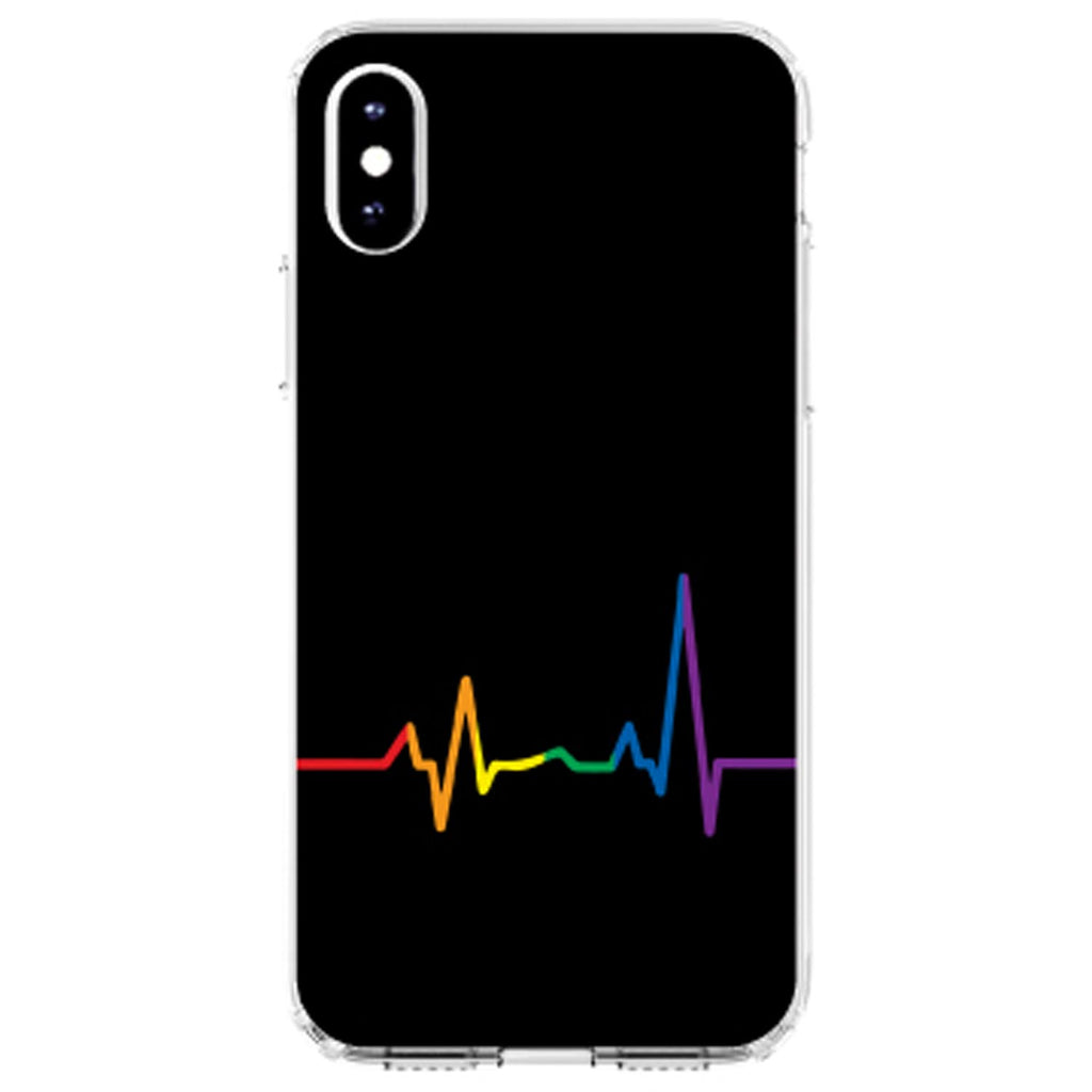 Rainbow Pulse Heart Beat Clear Shockproof iPhone Case, view 2