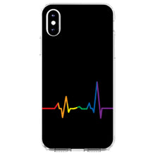 DistinctInk® Clear Shockproof Hybrid Case for Apple iPhone / Samsung Galaxy / Google Pixel - Rainbow Pulse Heart Beat