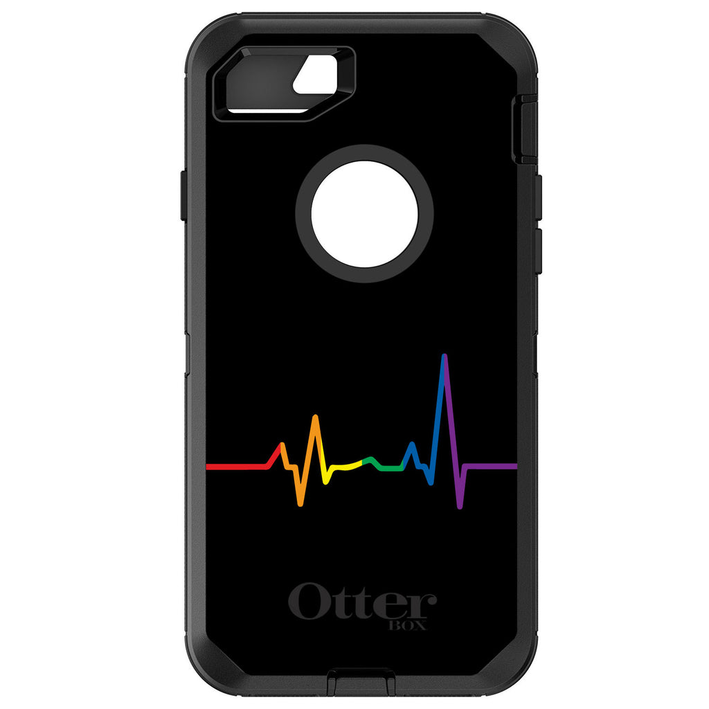 Rainbow Pulse Heart Beat OtterBox Defender Case for iPhone & Galaxy