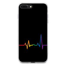 DistinctInk® Clear Shockproof Hybrid Case for Apple iPhone / Samsung Galaxy / Google Pixel - Rainbow Pulse Heart Beat