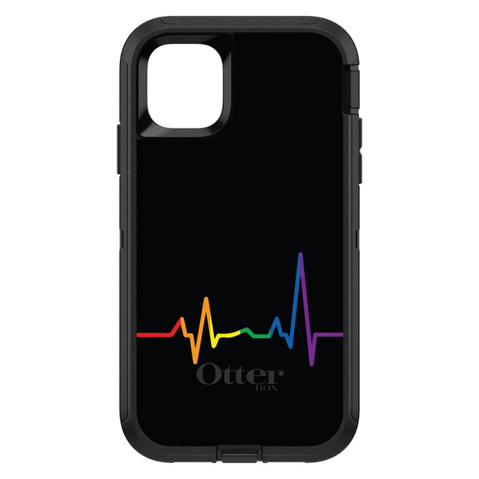 DistinctInk™ OtterBox Defender Series Case for Apple iPhone / Samsung Galaxy / Google Pixel - Rainbow Pulse Heart Beat