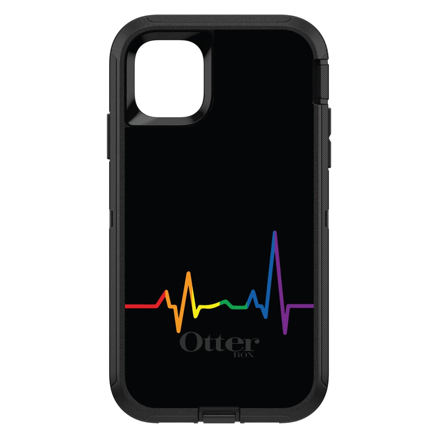 DistinctInk™ OtterBox Defender Series Case for Apple iPhone / Samsung Galaxy / Google Pixel - Rainbow Pulse Heart Beat