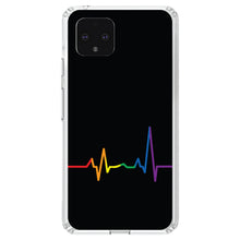DistinctInk® Clear Shockproof Hybrid Case for Apple iPhone / Samsung Galaxy / Google Pixel - Rainbow Pulse Heart Beat
