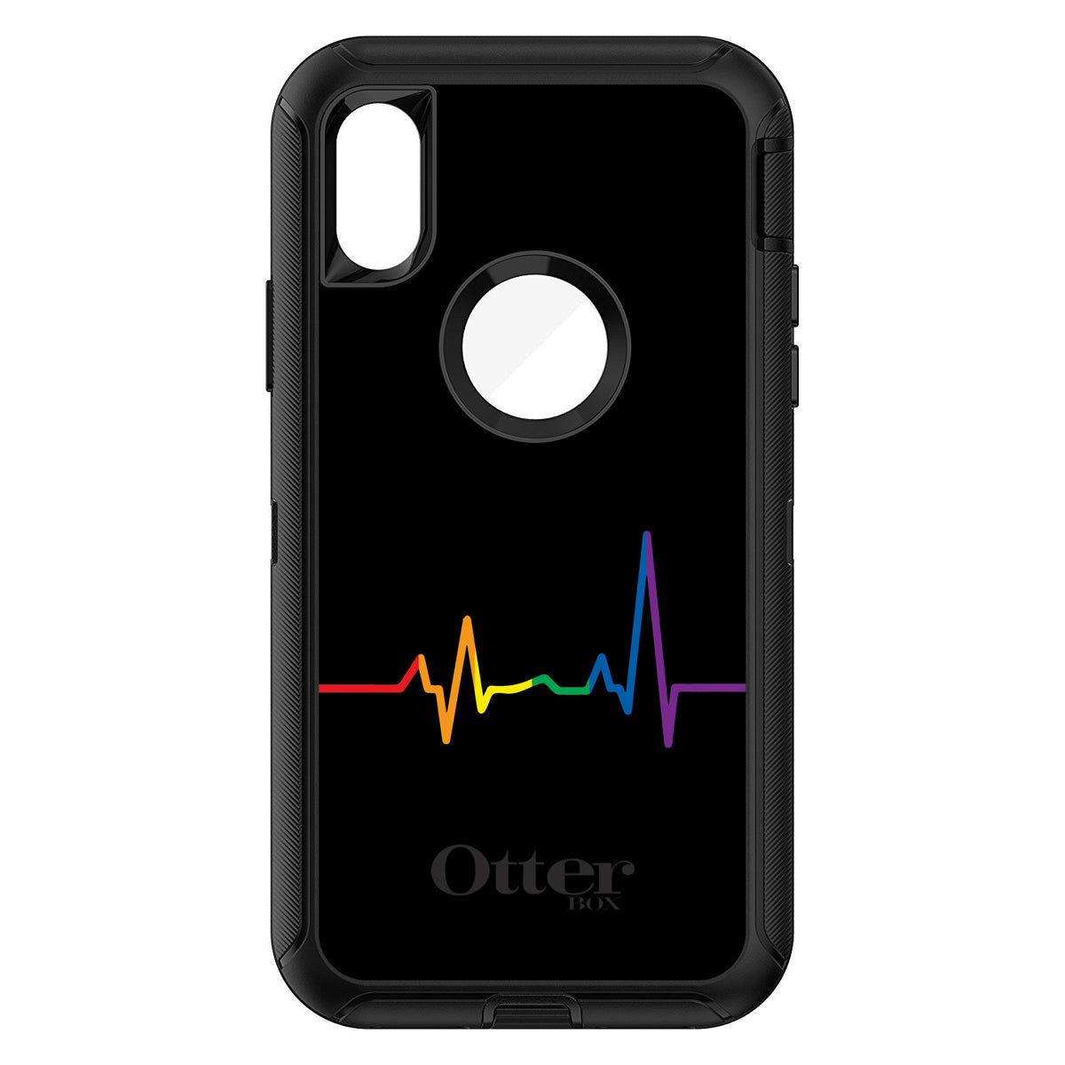 Rainbow Pulse Heart Beat OtterBox Defender Case for iPhone & Galaxy, view 3