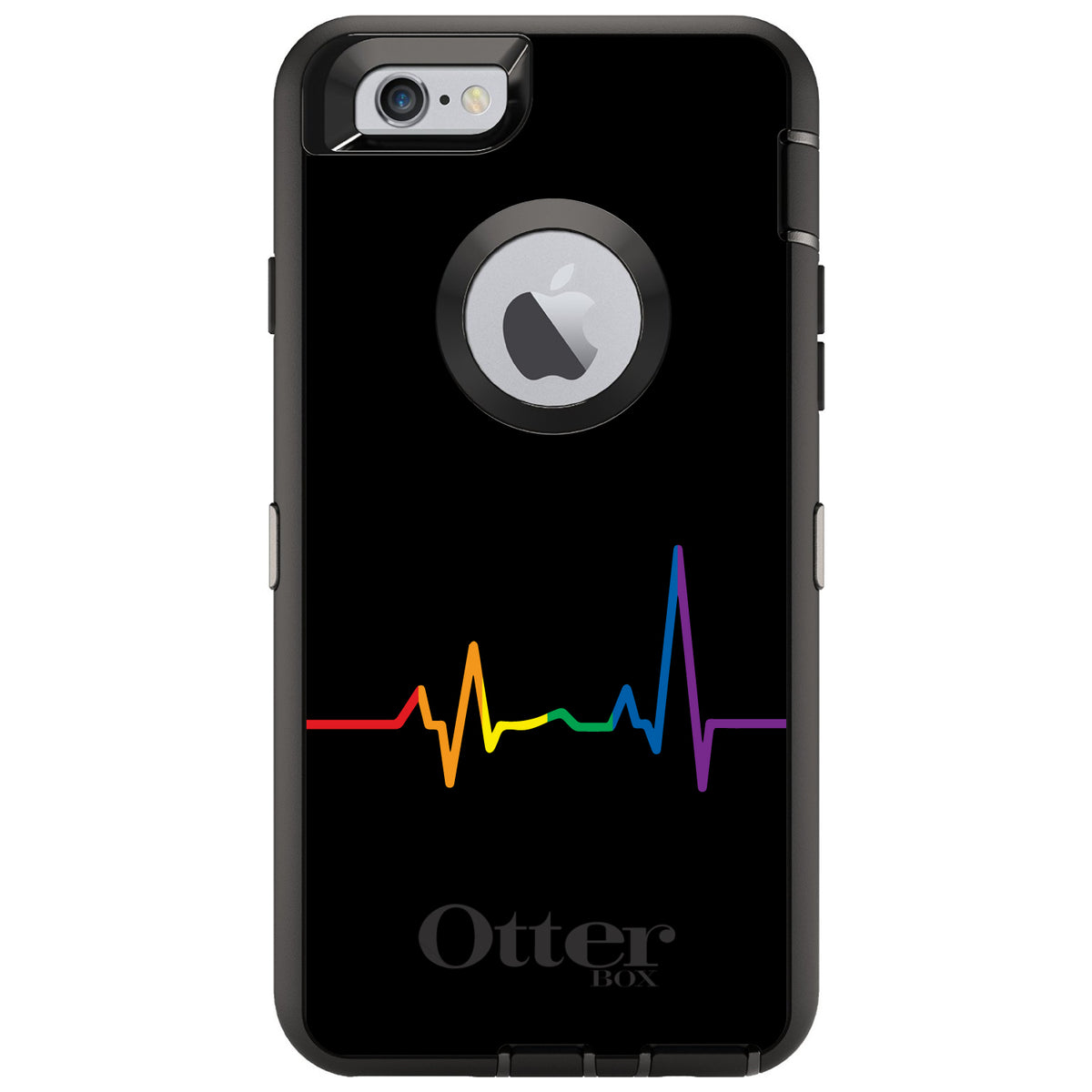 Rainbow Pulse Heart Beat OtterBox Defender Case for iPhone & Galaxy, view 4