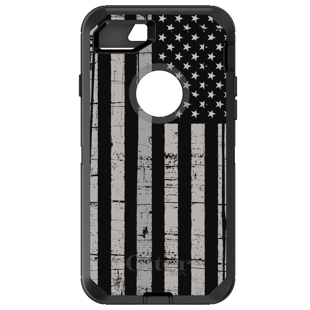 Black Grey US Flag United States OtterBox Defender Case for iPhone & Galaxy
