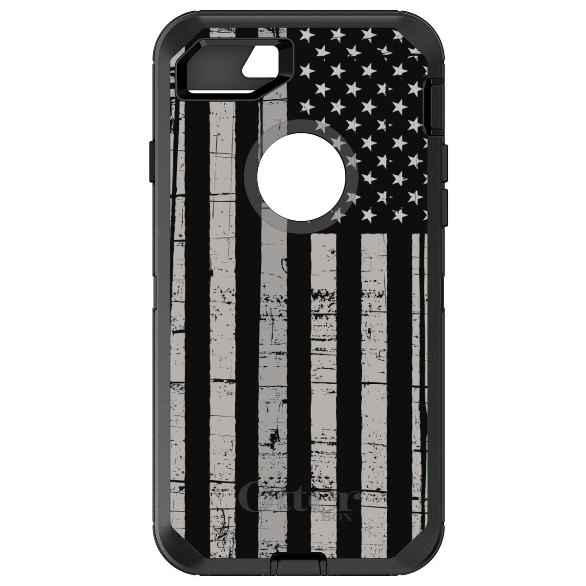 Black Grey US Flag United States OtterBox Defender Case for iPhone & Galaxy