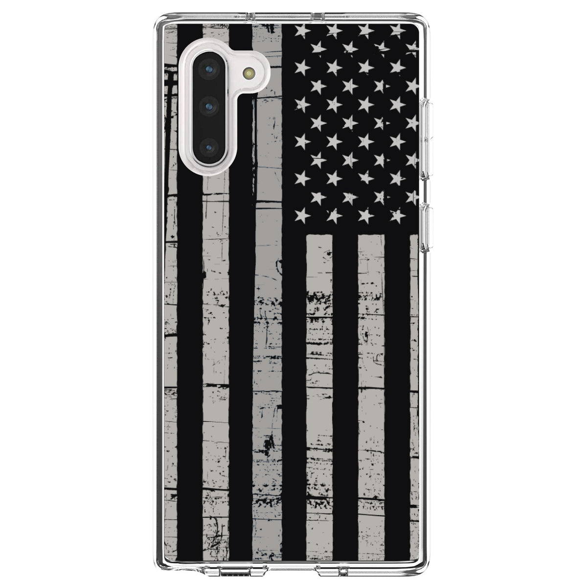 Black Grey US Flag United States Clear Shockproof iPhone Case, view 9