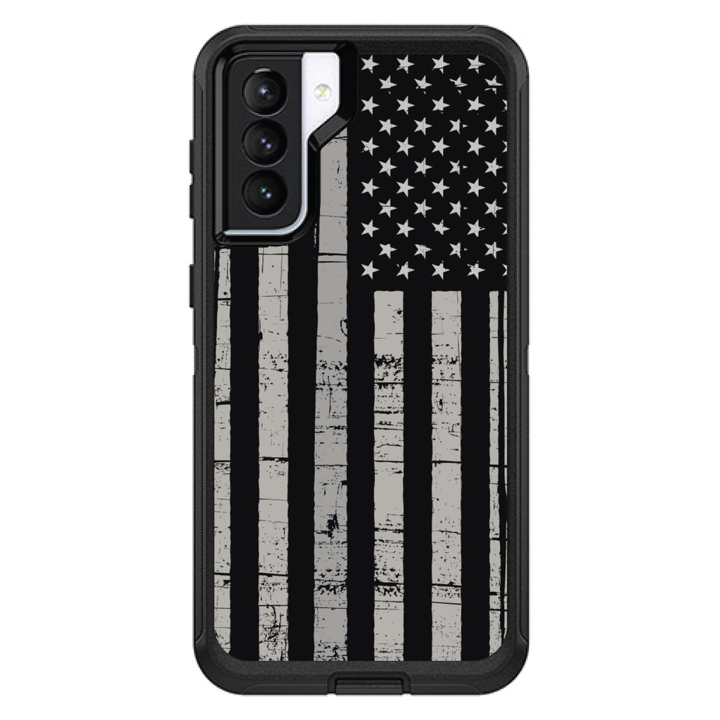 Black Grey US Flag United States OtterBox Defender Case for iPhone & Galaxy, view 5