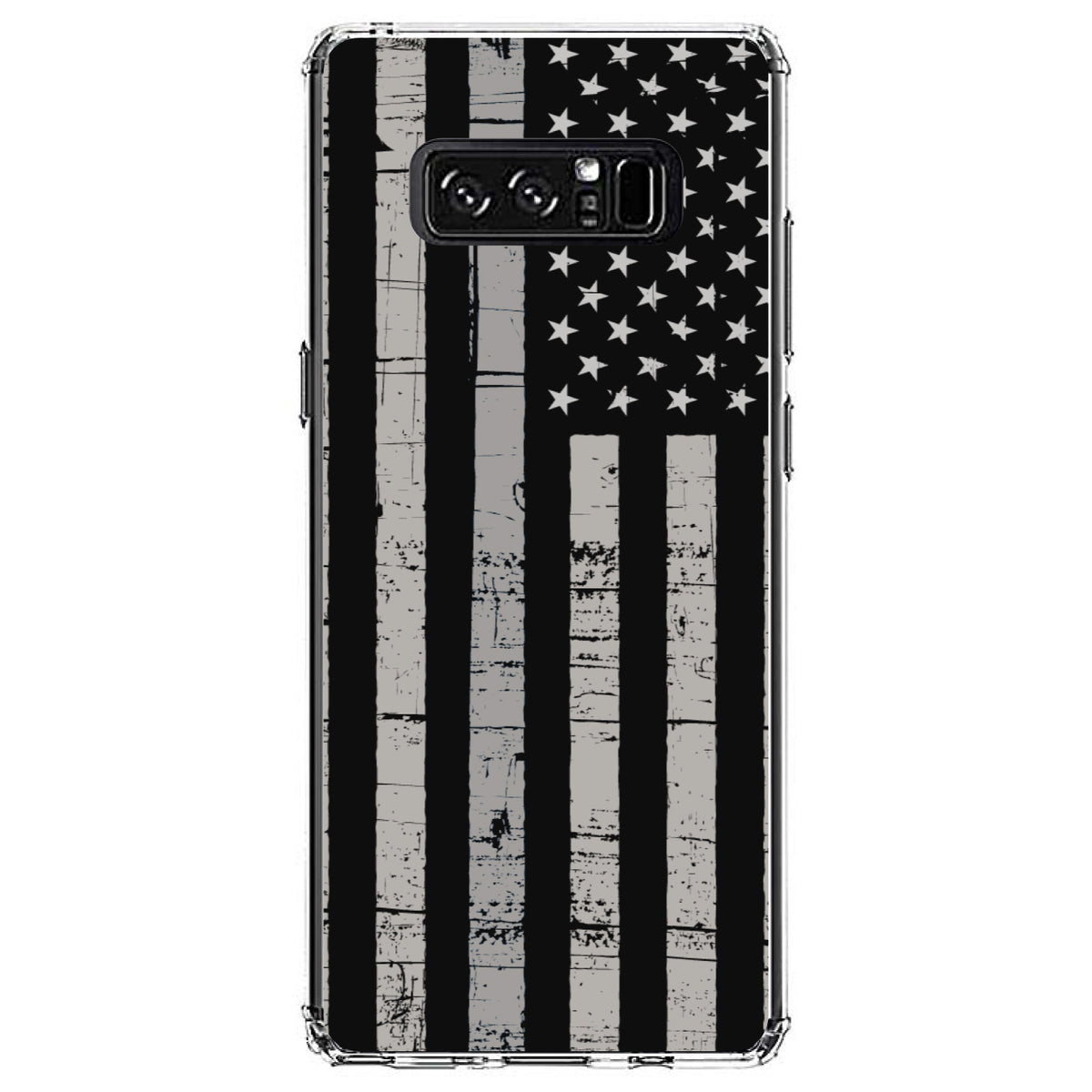 Black Grey US Flag United States Clear Shockproof iPhone Case, view 12