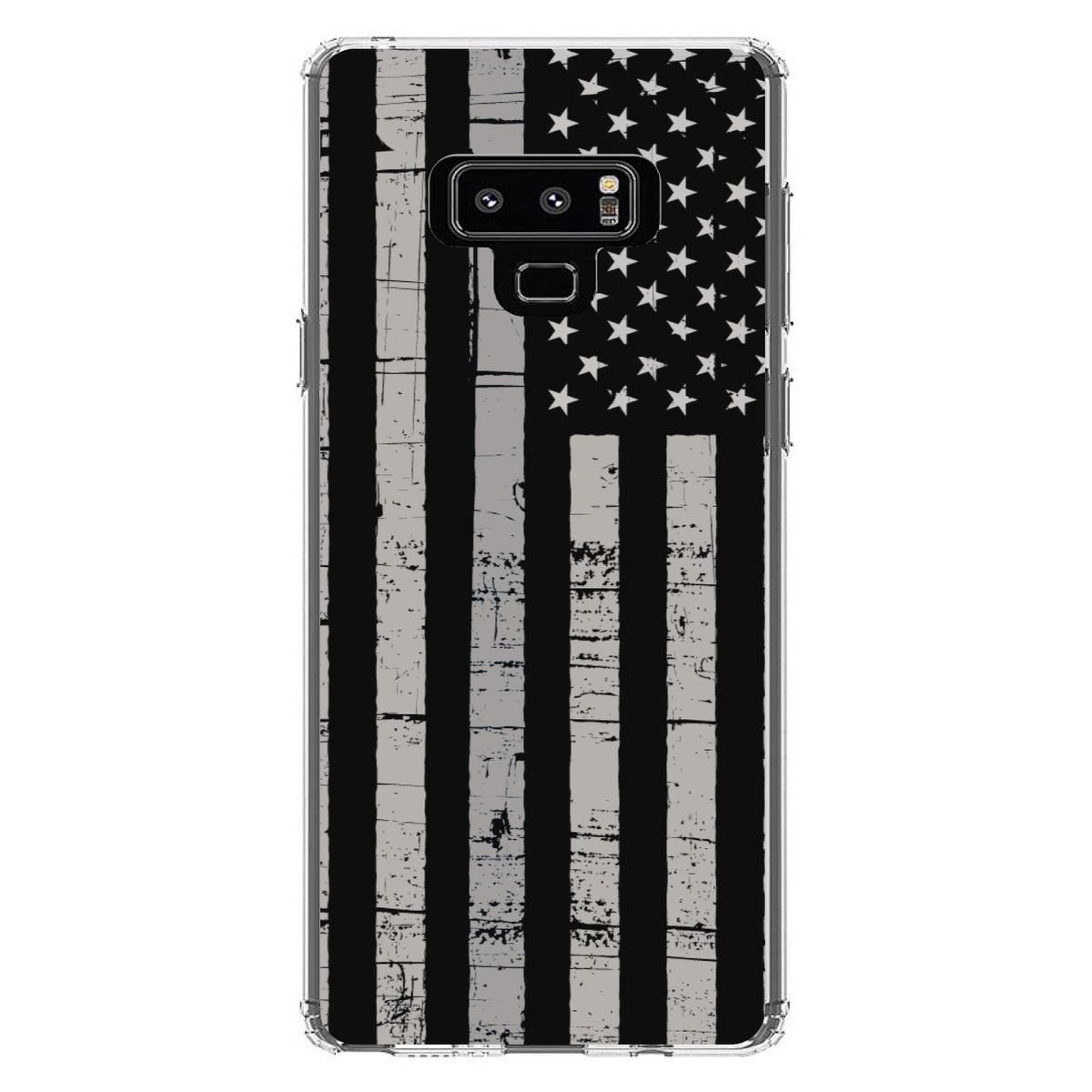 Black Grey US Flag United States Clear Shockproof iPhone Case, view 11