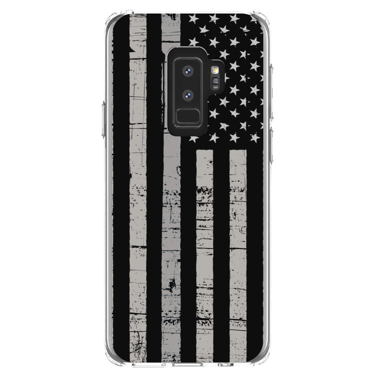 Black Grey US Flag United States Clear Shockproof iPhone Case, view 20