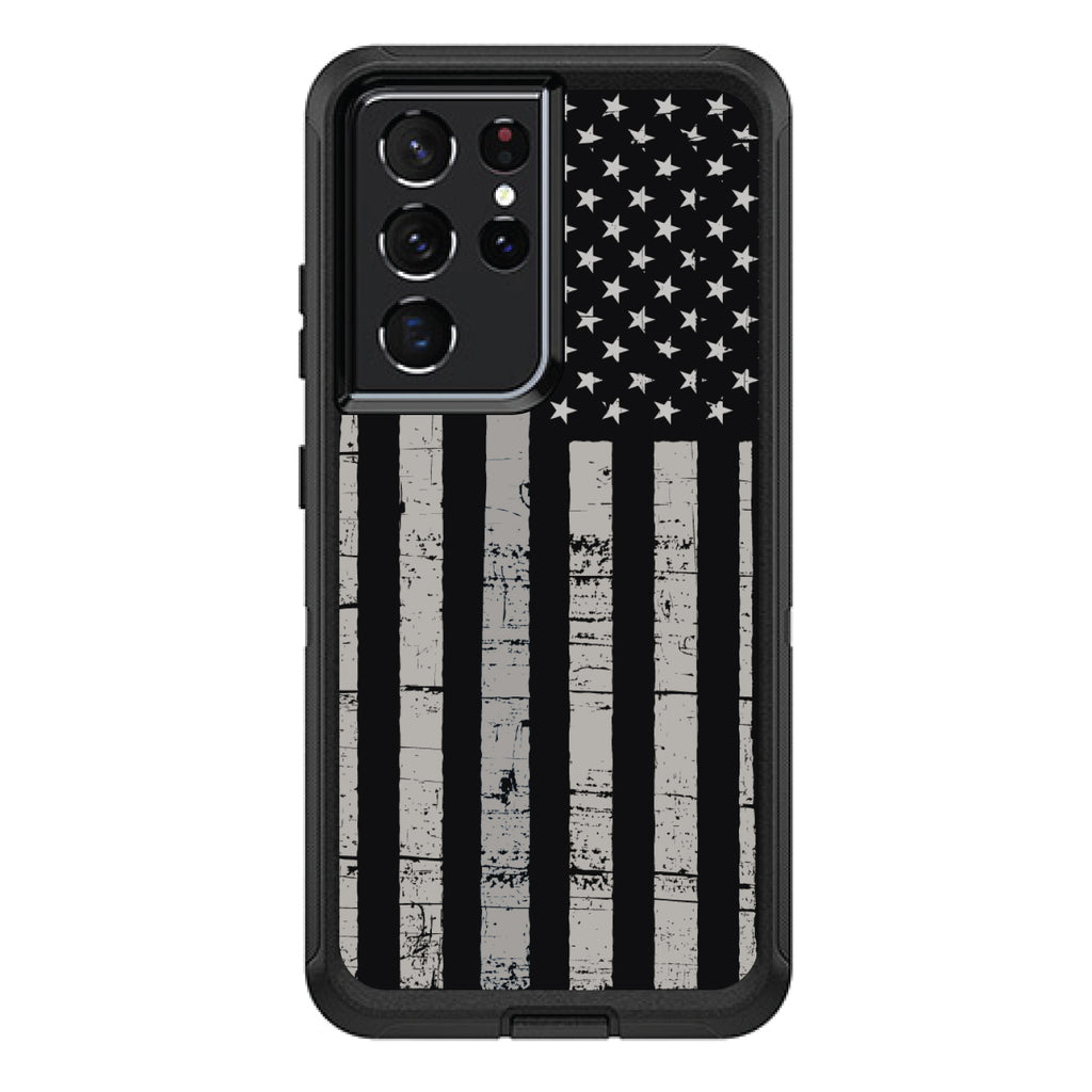 Black Grey US Flag United States OtterBox Defender Case for iPhone & Galaxy, view 7