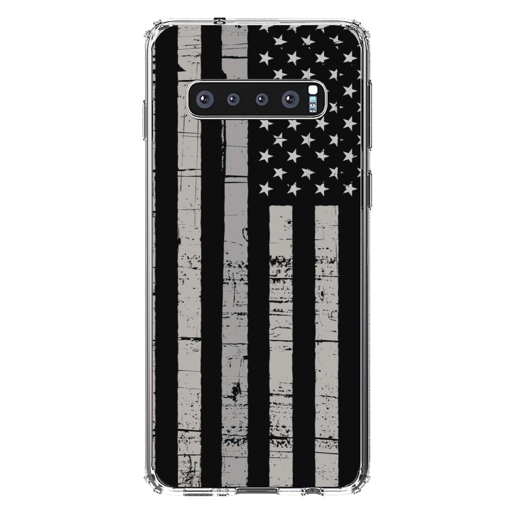 Black Grey US Flag United States Clear Shockproof iPhone Case, view 17