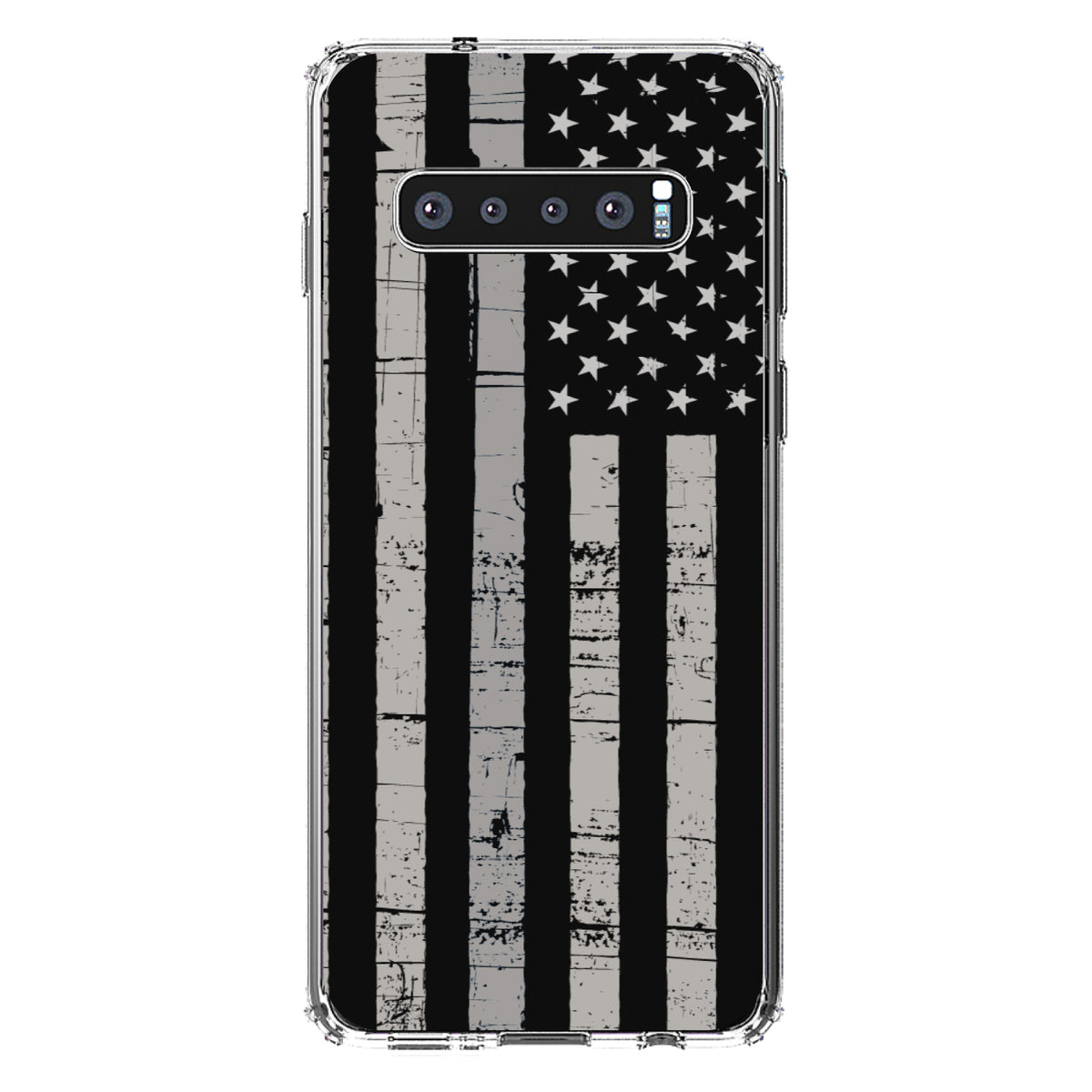 Black Grey US Flag United States Clear Shockproof iPhone Case, view 17