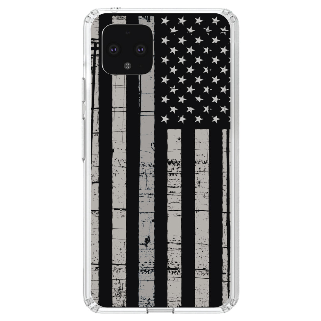 Black Grey US Flag United States Clear Shockproof iPhone Case, view 24