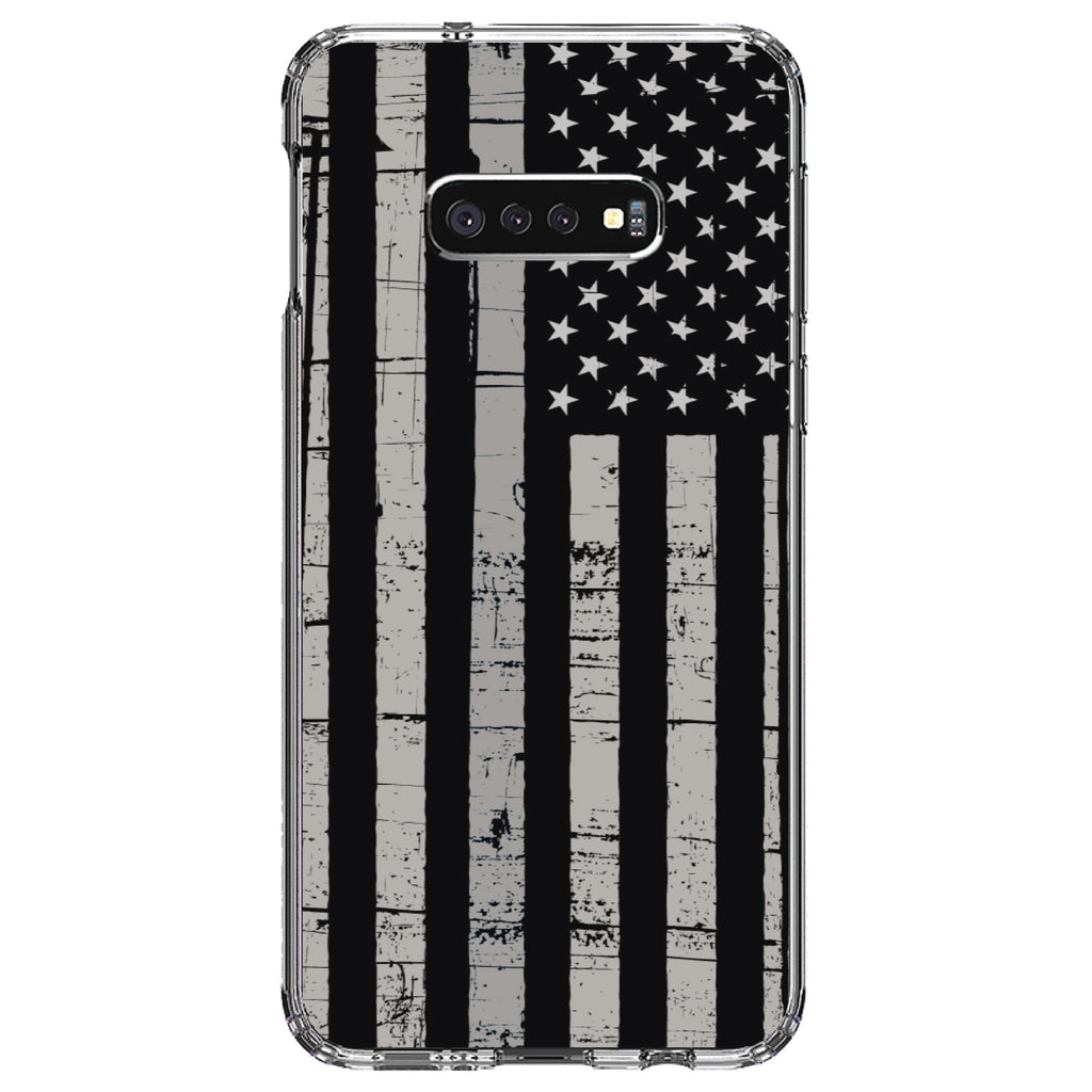 Black Grey US Flag United States Clear Shockproof iPhone Case, view 18