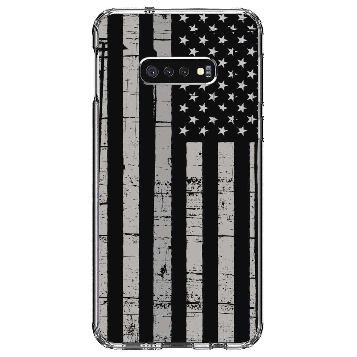 Black Grey US Flag United States Clear Shockproof iPhone Case, view 18