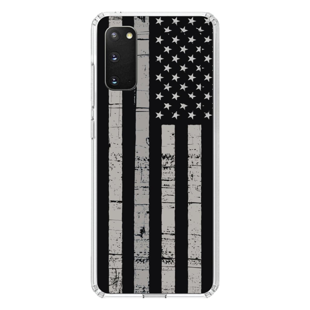 Black Grey US Flag United States Clear Shockproof iPhone Case, view 13