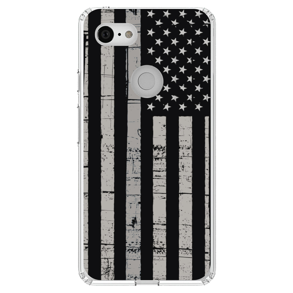 Black Grey US Flag United States Clear Shockproof iPhone Case, view 21