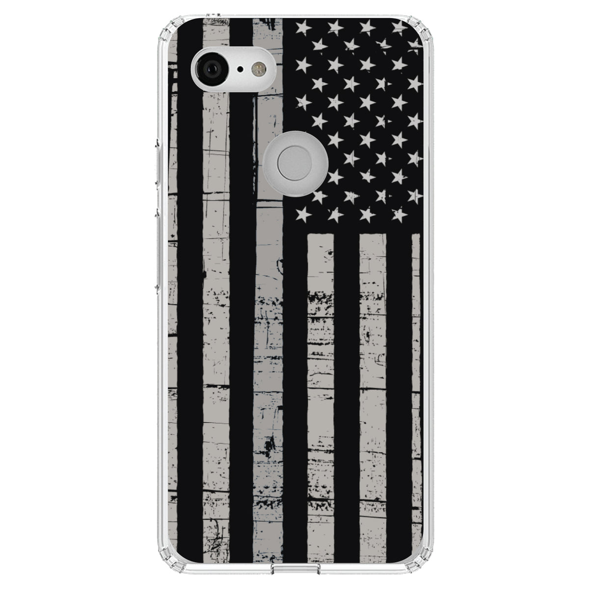Black Grey US Flag United States Clear Shockproof iPhone Case, view 21