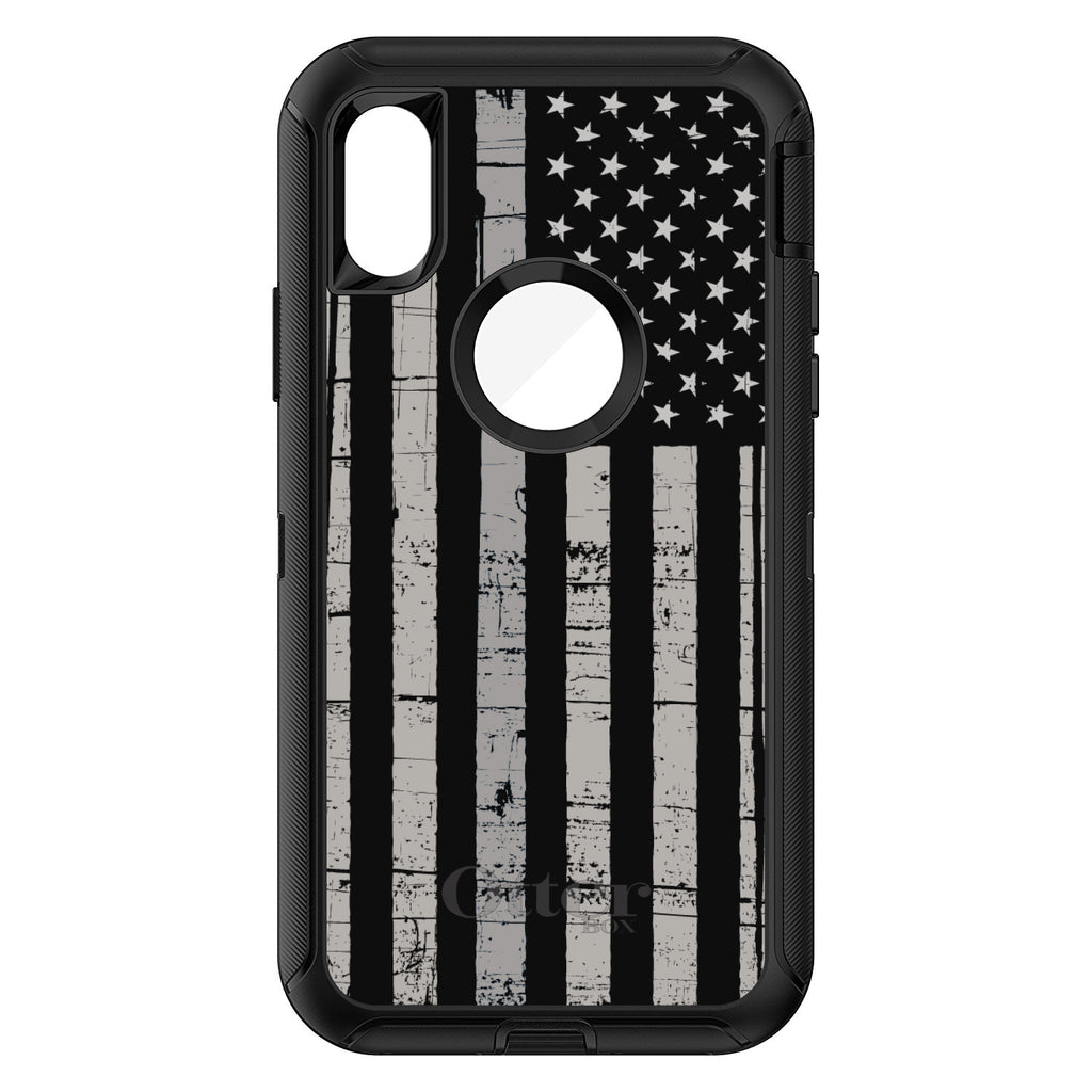 Black Grey US Flag United States OtterBox Defender Case for iPhone & Galaxy, view 3