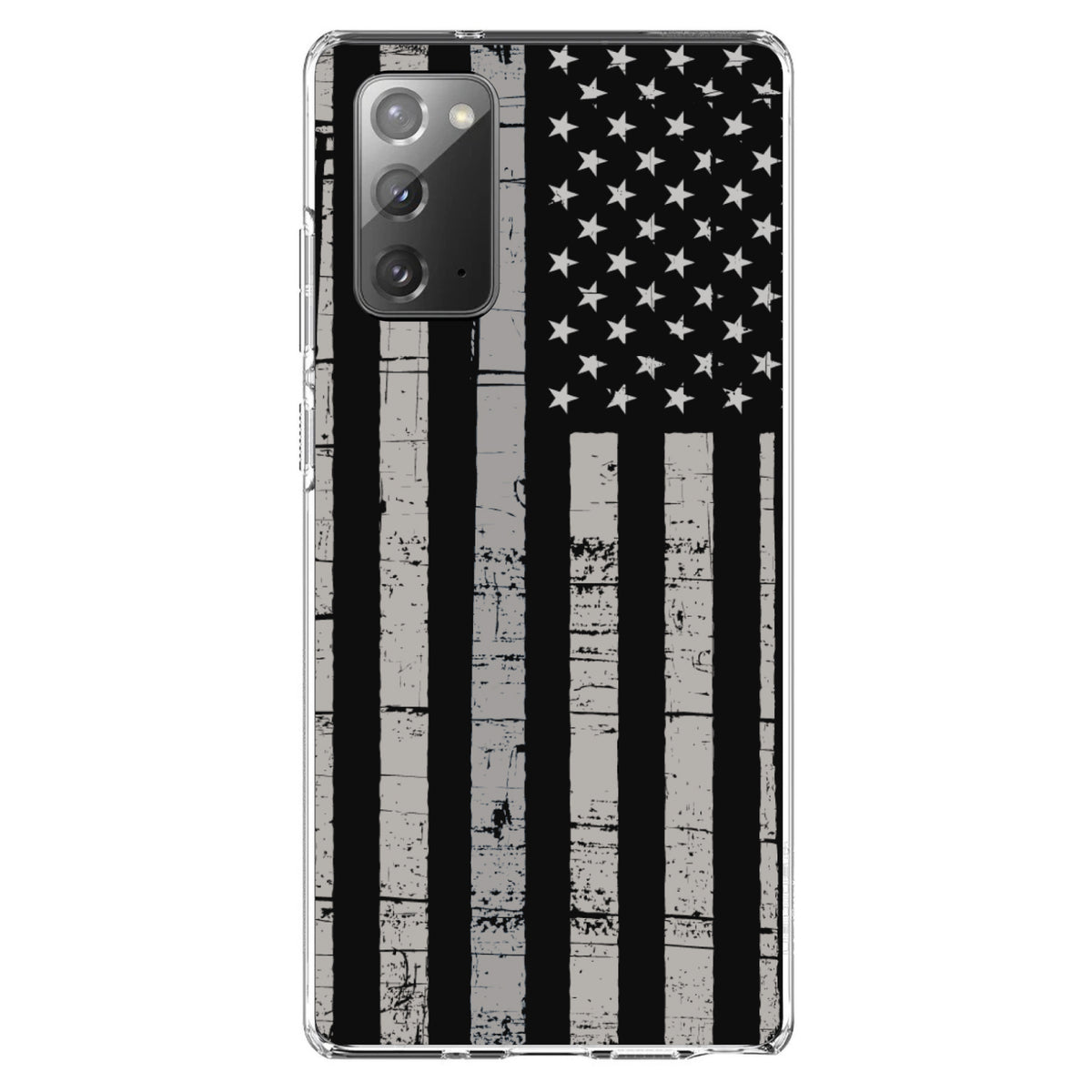Black Grey US Flag United States Clear Shockproof iPhone Case, view 7