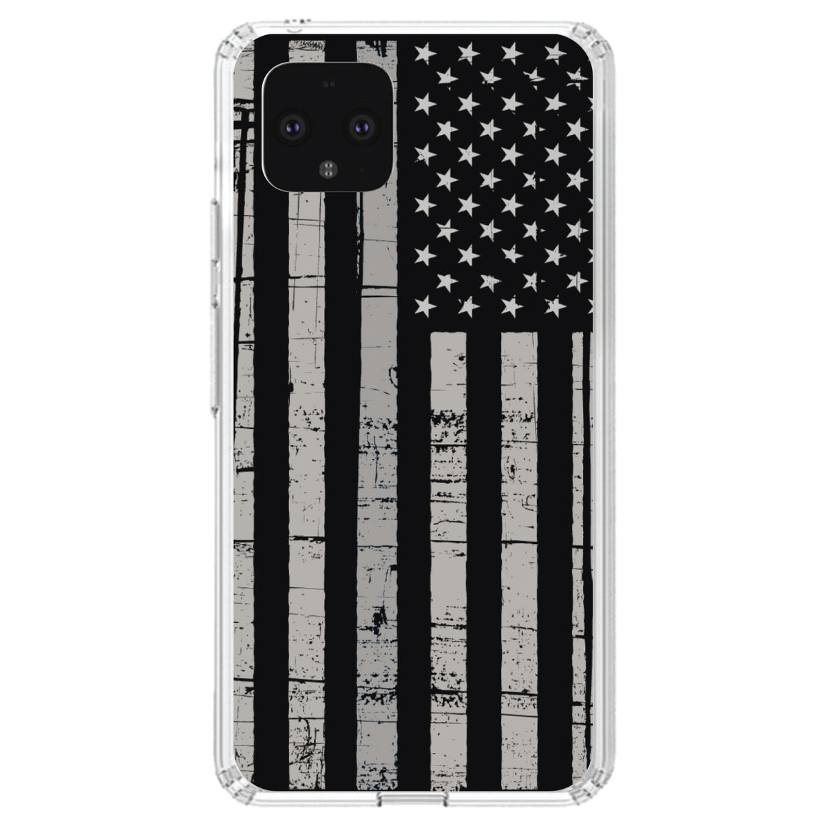 Black Grey US Flag United States Clear Shockproof iPhone Case, view 23