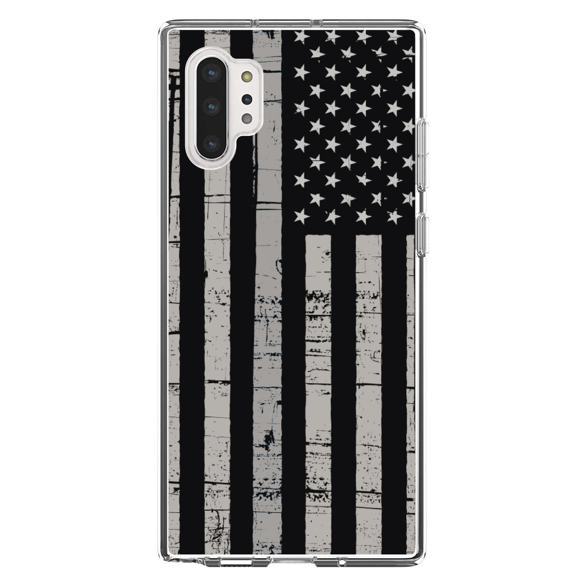 Black Grey US Flag United States Clear Shockproof iPhone Case, view 10