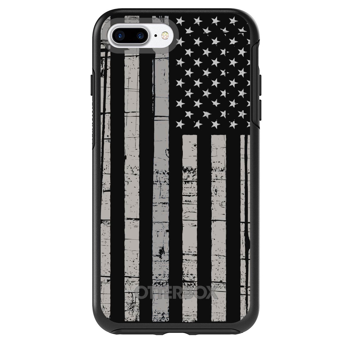 Black Grey US Flag United States OtterBox Symmetry Case for iPhone & Galaxy, view 2