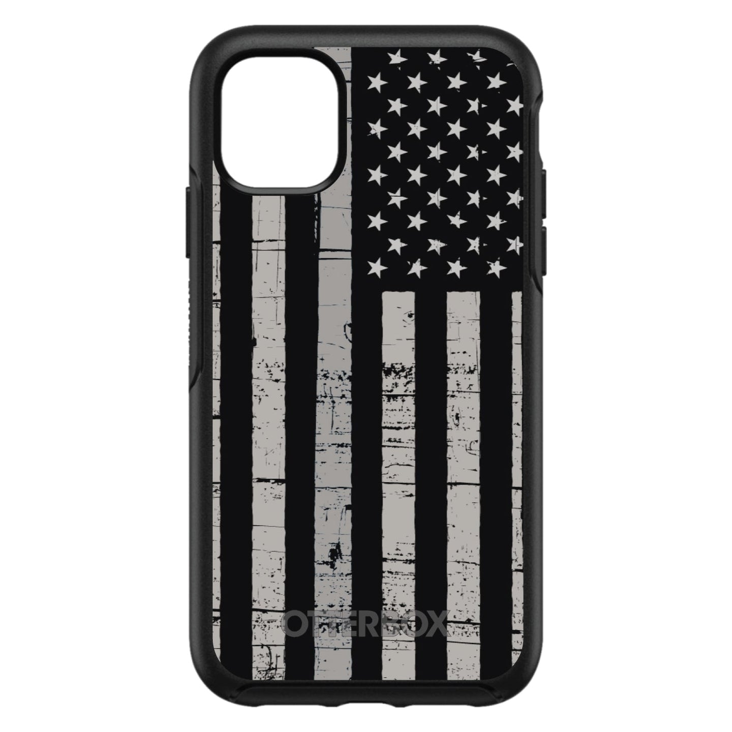 DistinctInk™ OtterBox Symmetry Series Case for Apple iPhone / Samsung Galaxy / Google Pixel - Black Grey US Flag United States