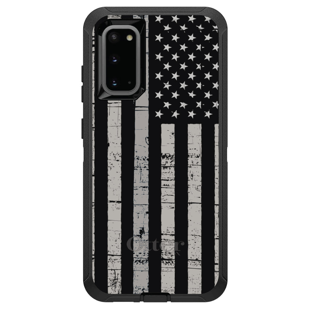 Black Grey US Flag United States OtterBox Defender Case for iPhone & Galaxy, view 8