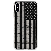 DistinctInk® Clear Shockproof Hybrid Case for Apple iPhone / Samsung Galaxy / Google Pixel - Black Grey US Flag United States