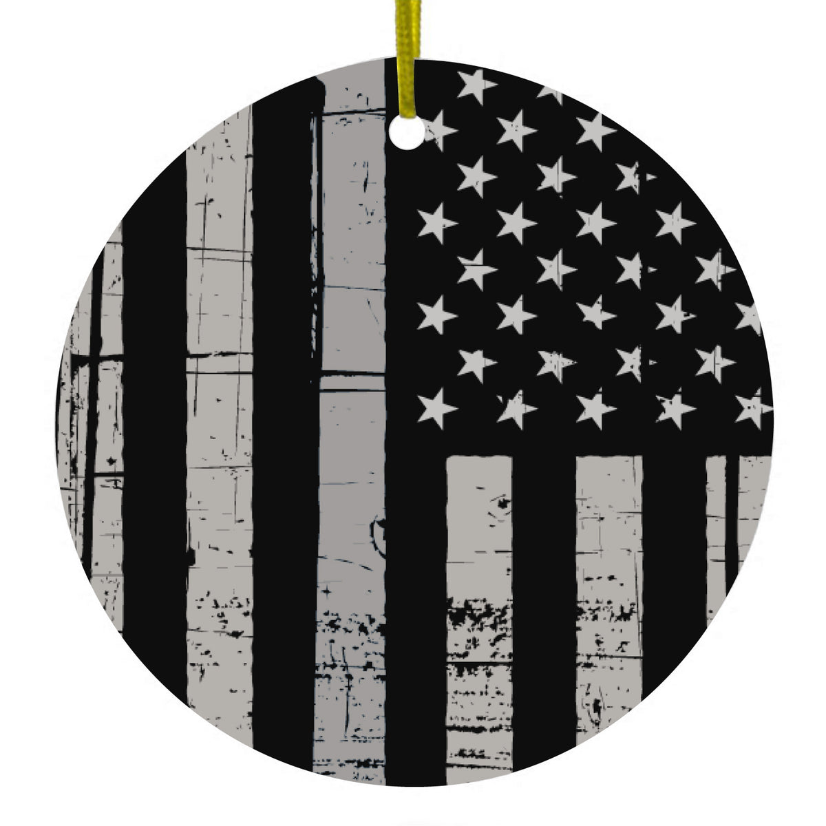 Black Grey US Flag United States Ceramic Ornament