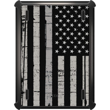 DistinctInk™ OtterBox Defender Series Case for Apple iPad / iPad Pro / iPad Air / iPad Mini - Black Grey US Flag United States