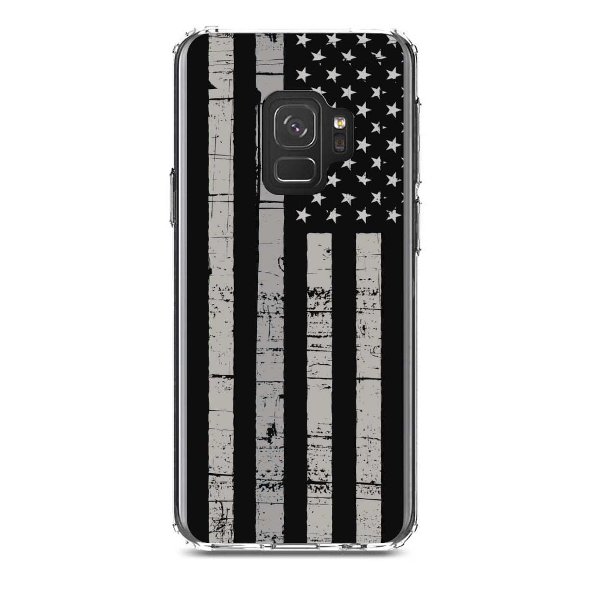 Black Grey US Flag United States Clear Shockproof iPhone Case, view 19