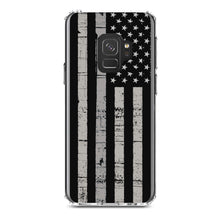 DistinctInk® Clear Shockproof Hybrid Case for Apple iPhone / Samsung Galaxy / Google Pixel - Black Grey US Flag United States
