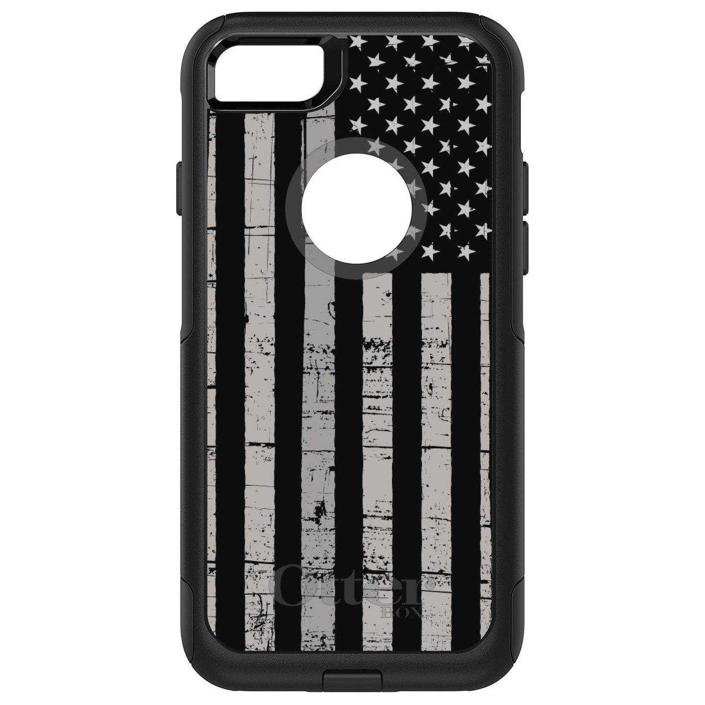 DistinctInk™ OtterBox Commuter Series Case for Apple iPhone or Samsung Galaxy - Black Grey US Flag United States