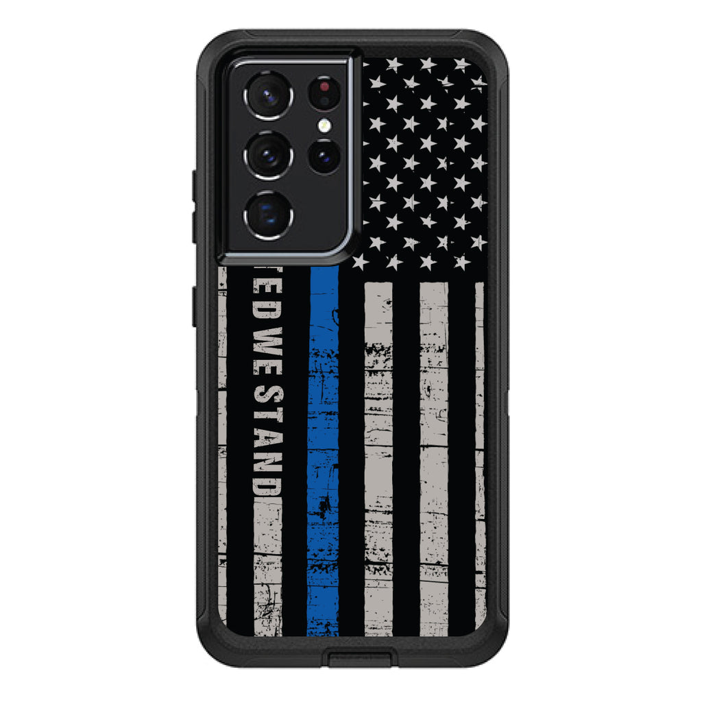 Thin Blue Line US Flag United We Stand OtterBox Defender Case for iPhone & Galaxy, view 7