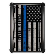 DistinctInk™ OtterBox Defender Series Case for Apple iPad / iPad Pro / iPad Air / iPad Mini - Thin Blue Line US Flag "United We Stand"
