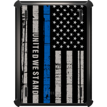 DistinctInk™ OtterBox Defender Series Case for Apple iPad / iPad Pro / iPad Air / iPad Mini - Thin Blue Line US Flag "United We Stand"