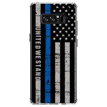 DistinctInk® Clear Shockproof Hybrid Case for Apple iPhone / Samsung Galaxy / Google Pixel - Thin Blue Line US Flag "United We Stand"