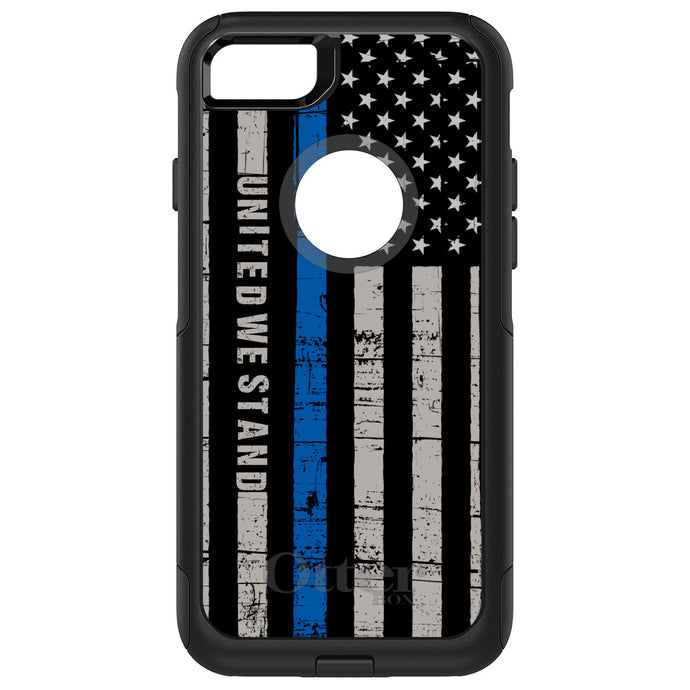 DistinctInk™ OtterBox Commuter Series Case for Apple iPhone or Samsung Galaxy - Thin Blue Line US Flag 