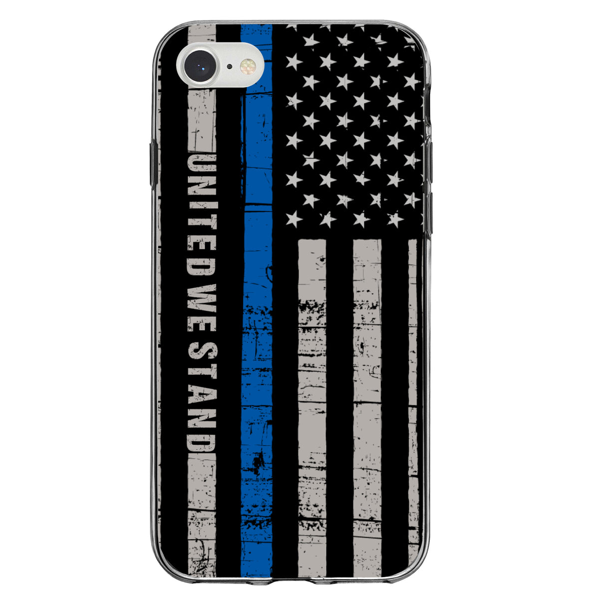 Thin Blue Line US Flag United We Stand Clear Shockproof iPhone Case, view 5